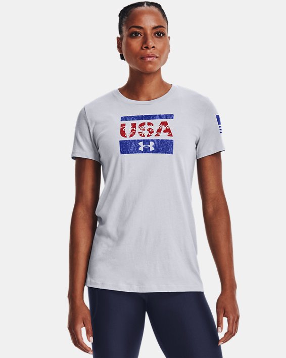 Women's UA Freedom USA T-Shirt, Gray, pdpMainDesktop image number 0